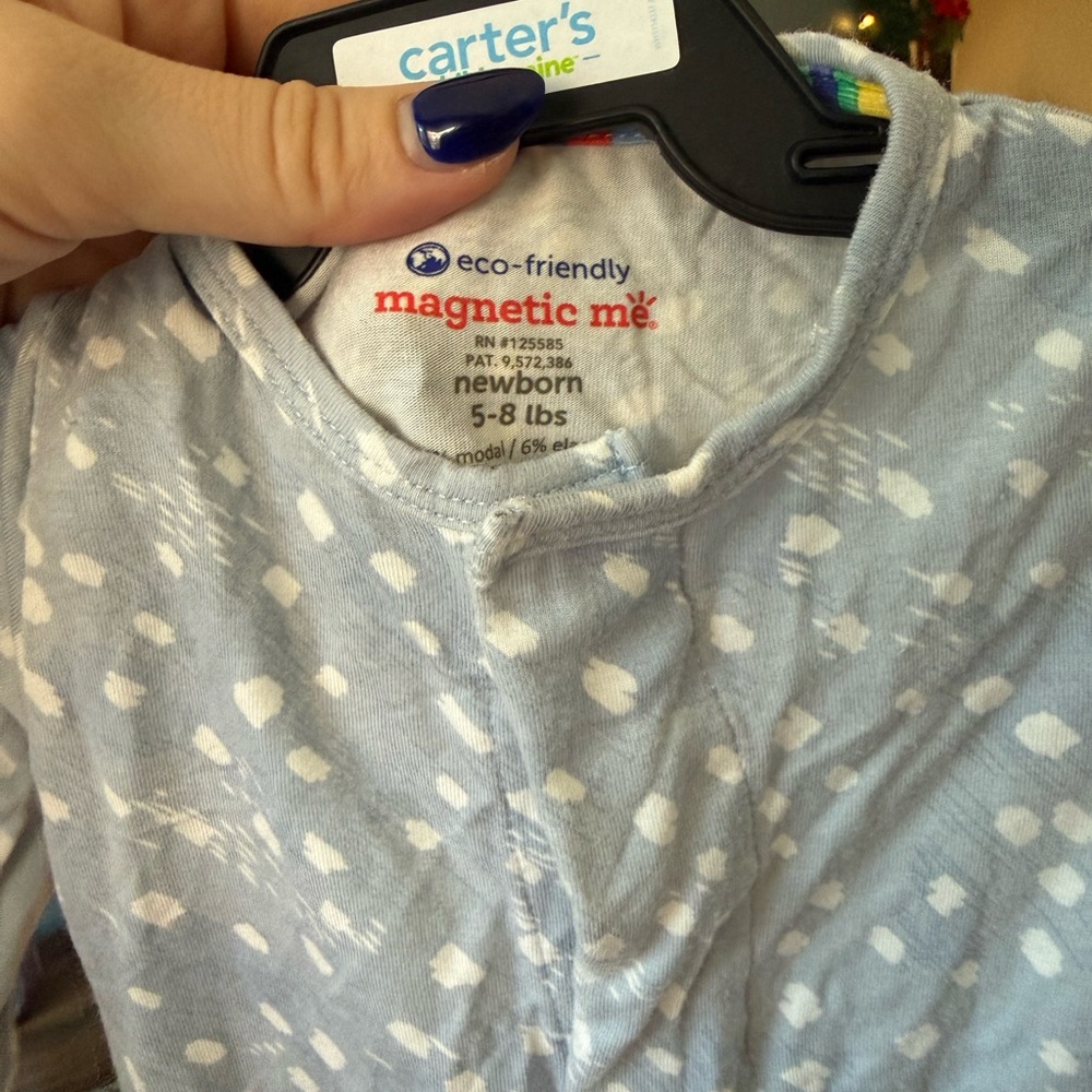 Magnetic Me Light Blue and White Newborn Onesie